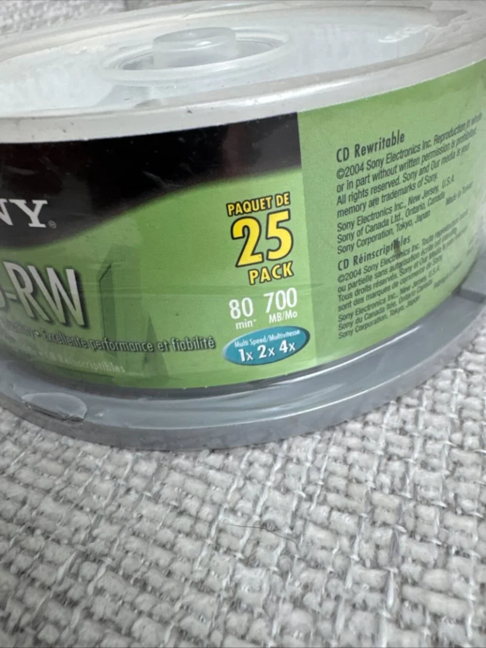 Sony CD-RW Rewritable Discs 25 Pack 700MB 80 Min 1x-4x New Sealed